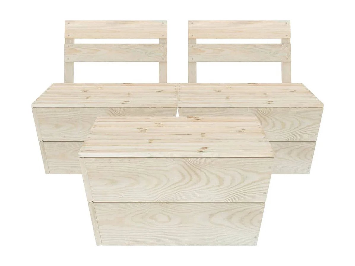 3 pzas Salón palets de jardín madera de abeto impregnada ES73687