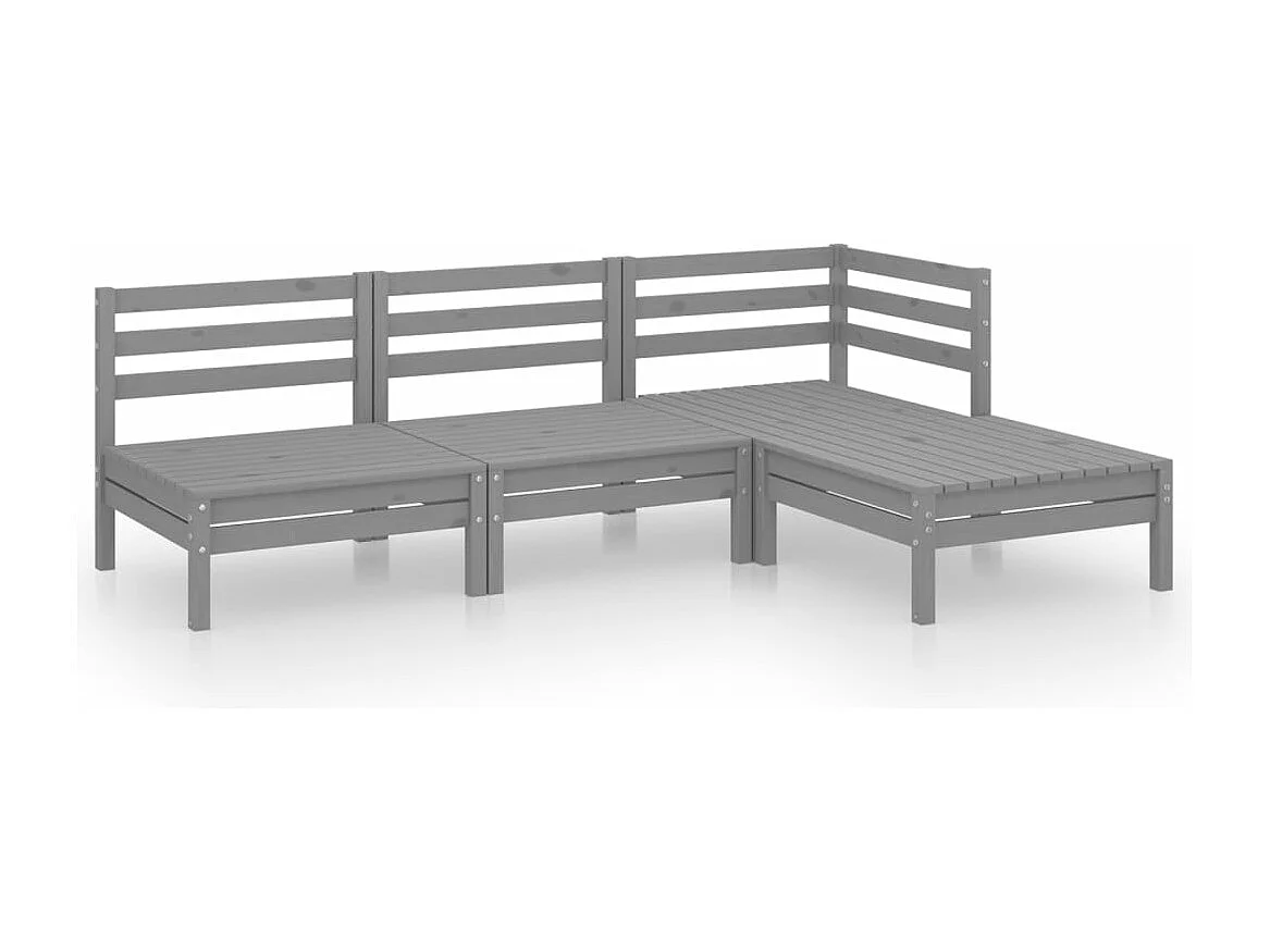 4-delige Loungeset massief grenenhout grijs NL35800