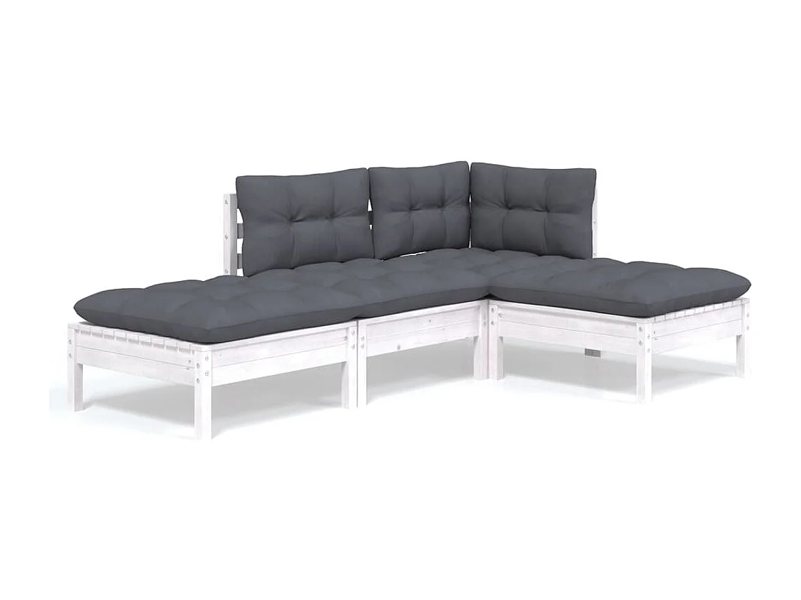 4-delige Loungeset met kussens massief grenenhout NL40162