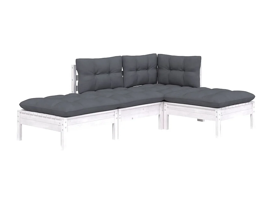 Salon de jardin 4 pcs avec coussins bois de pin massif BE69845