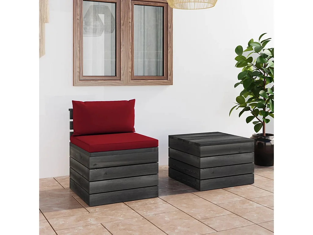 2-tlg. Garten-Sofagarnitur,Gartenmöbel-Set aus Paletten mit Kissen Kiefernholz -gkd902359