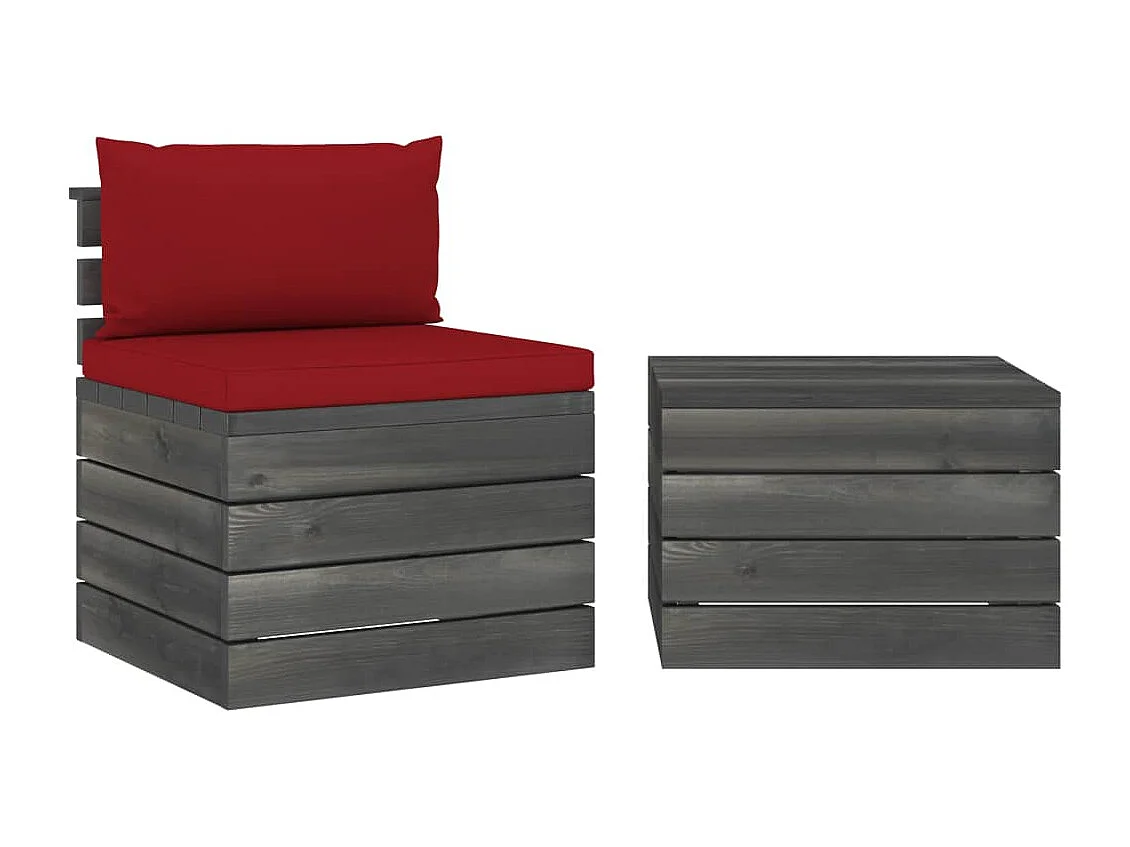 2-tlg. Garten-Sofagarnitur,Gartenmöbel-Set aus Paletten mit Kissen Kiefernholz -gkd902359