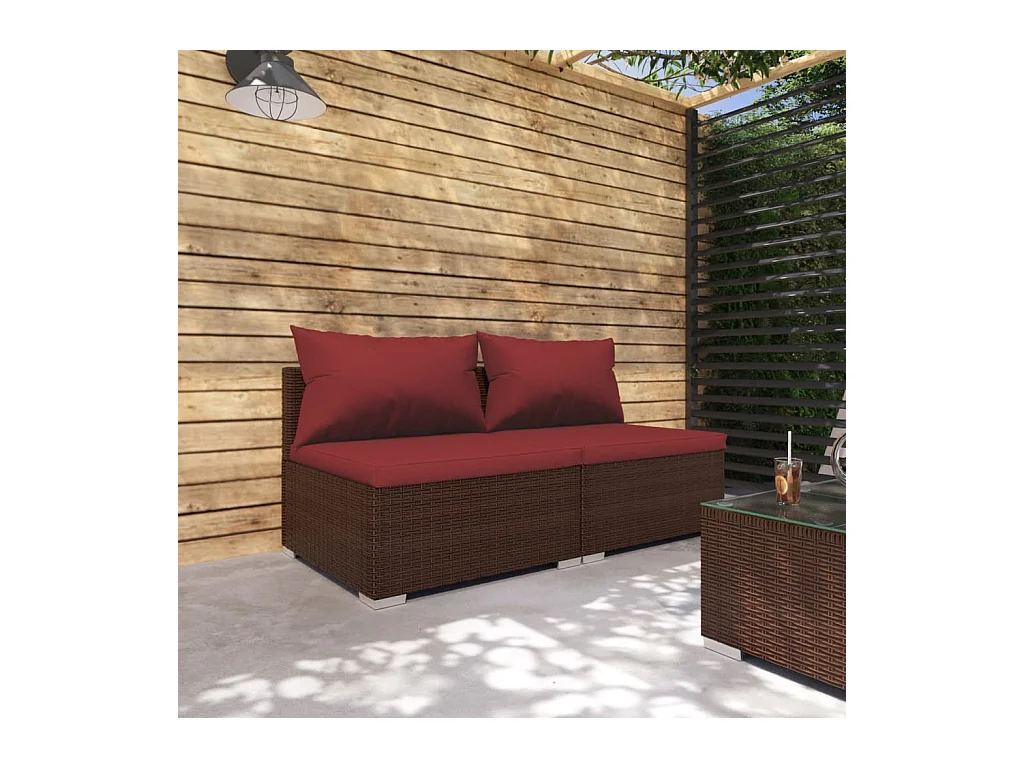Salon de jardin 2 pcs avec coussins Résine tressée Marron BE41537