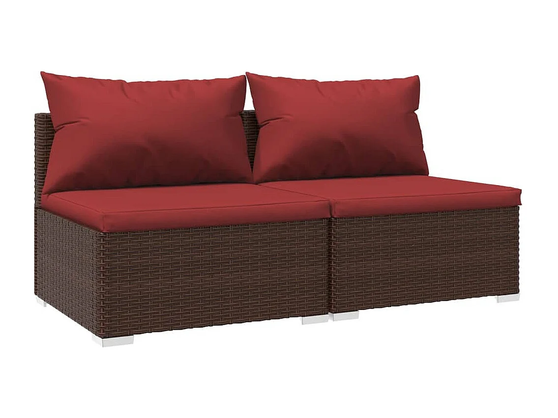 Salon de jardin 2 pcs avec coussins Résine tressée Marron BE41537