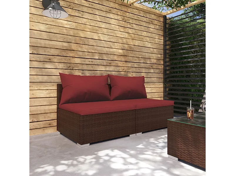 2-delige Loungeset met kussens poly rattan bruin NL72599