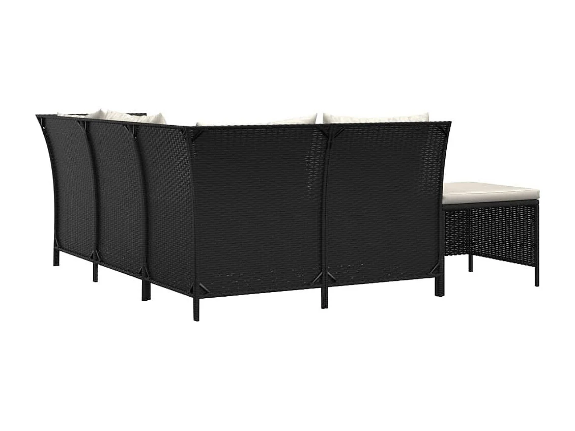 4-tlg. Garten-Sitzgruppe: Sofa + Tisch | Garten-Lounge-Set mit Kissen Schwarz Poly Rattan -GKD289583