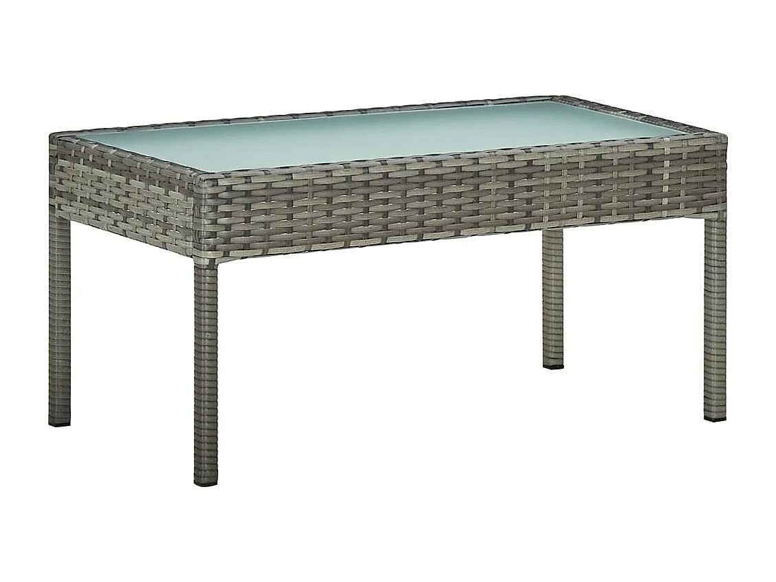 4-tlg. Garten-Sitzgruppe: Sofa + Tisch | Garten-Lounge-Set mit Auflagen Poly Rattan Grau -GKD187618