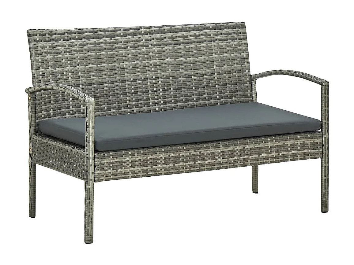 4-delige Loungeset met kussens poly rattan grijs NL59644