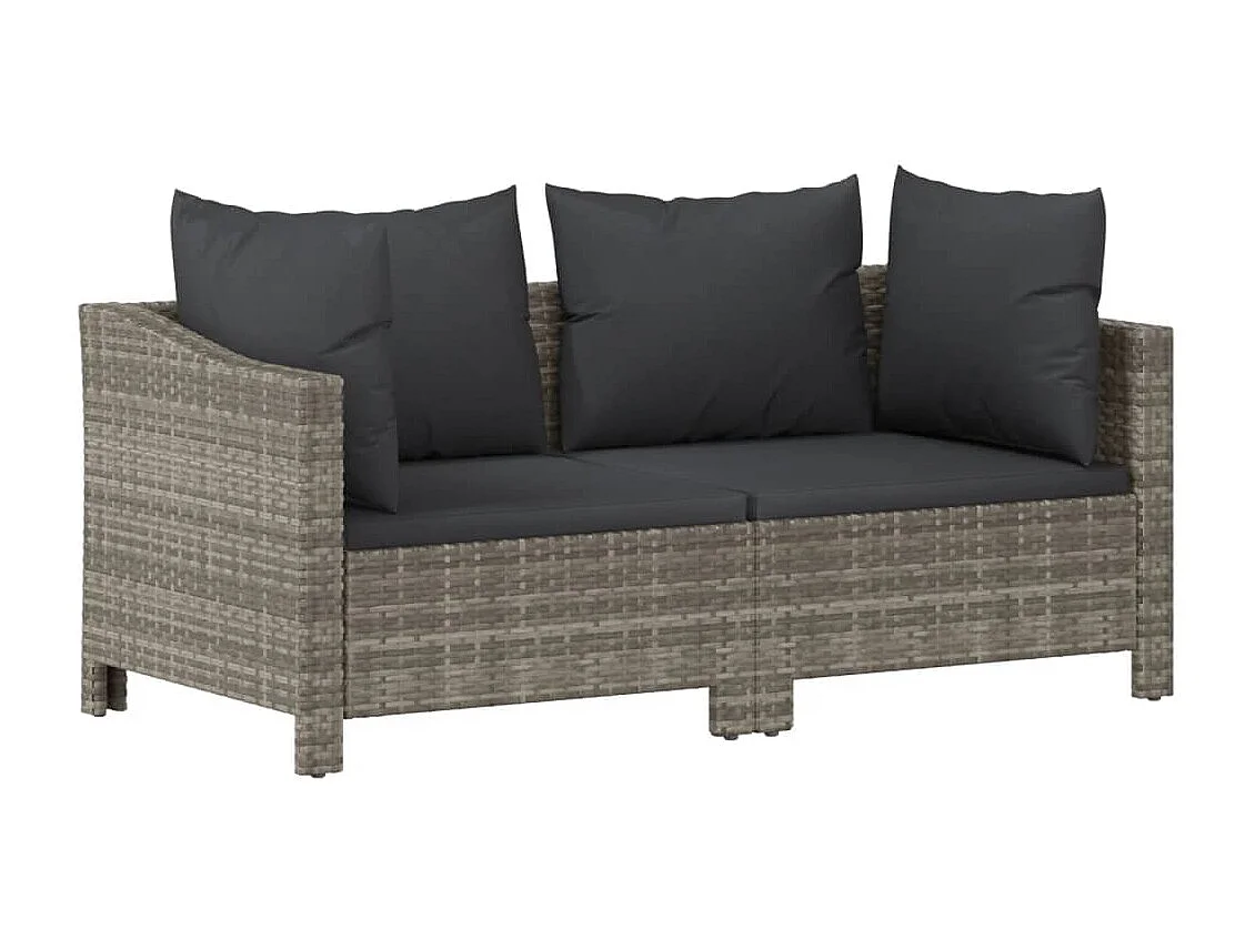 Salon de jardin 2 pcs avec coussins Gris Résine tressée BE70546
