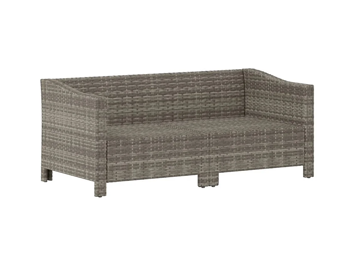 2-tlg. Garten-Sitzgruppe | Garten-Lounge-Set mit Kissen Grau Poly Rattan -GKD953779