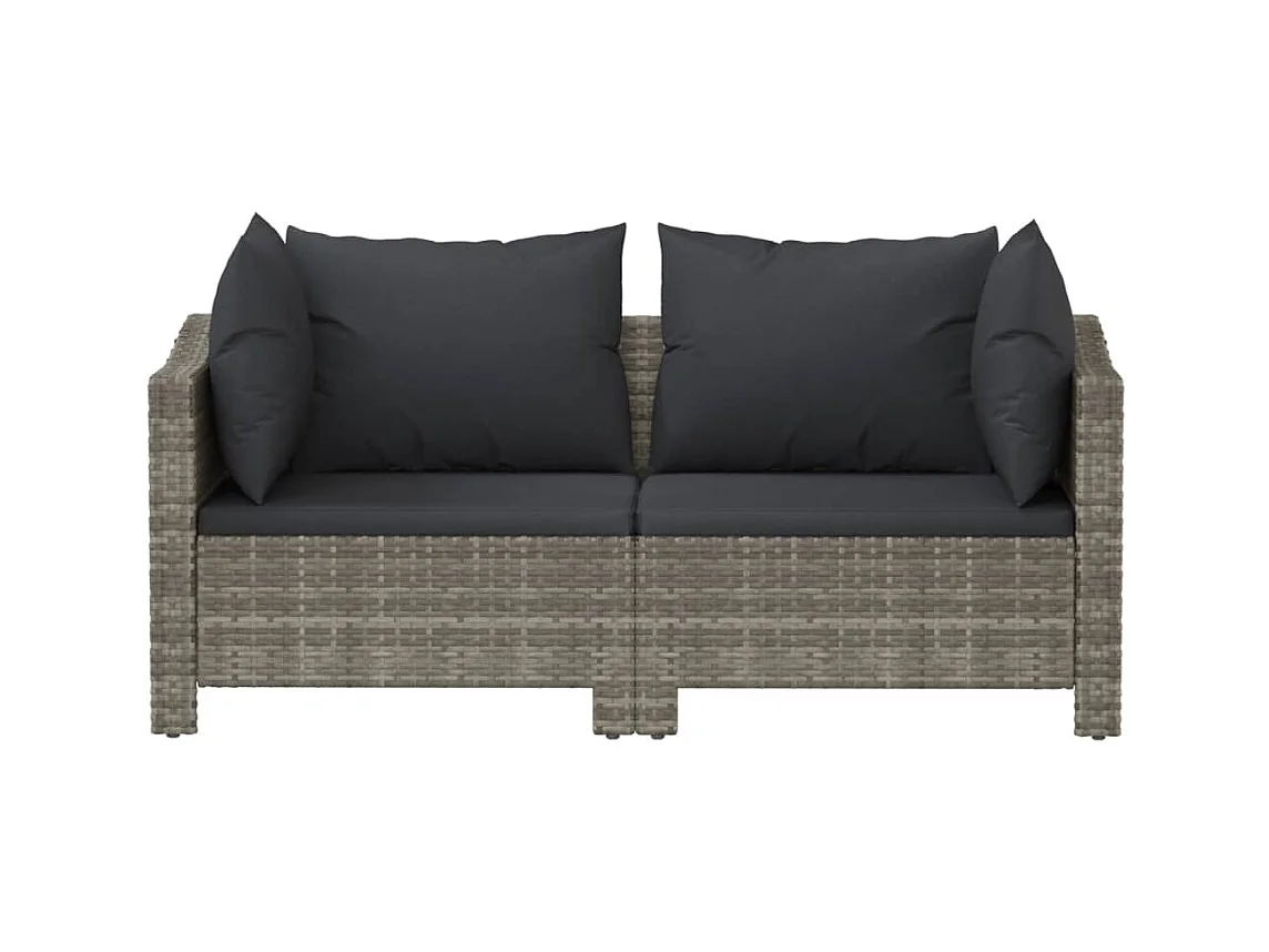 2-tlg. Garten-Sitzgruppe | Garten-Lounge-Set mit Kissen Grau Poly Rattan -GKD953779