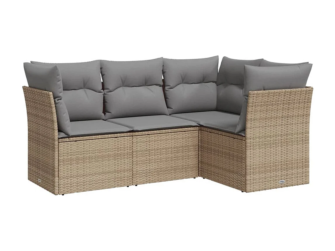 Salon de jardin avec coussins 4 pcs beige résine tressée BE77080