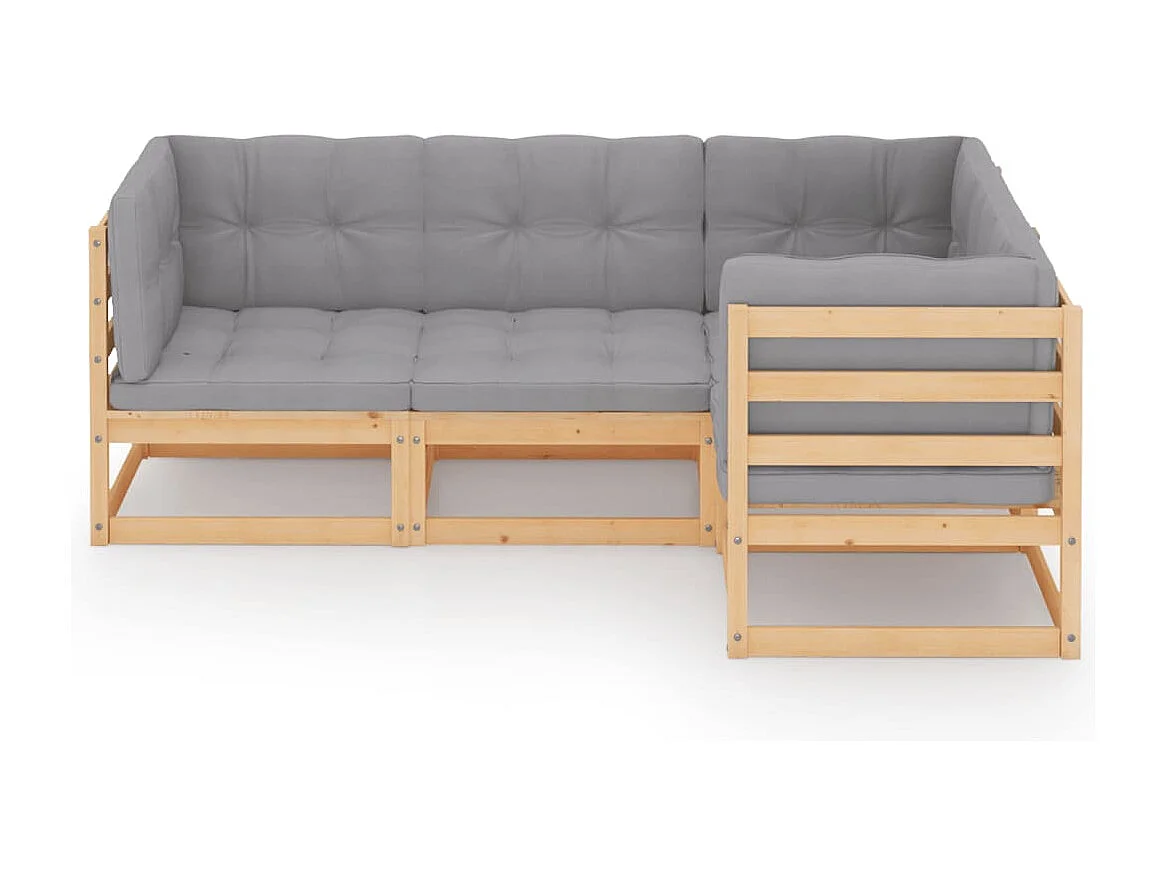 Salon de jardin 4 pcs avec coussins Bois de pin massif BE95546