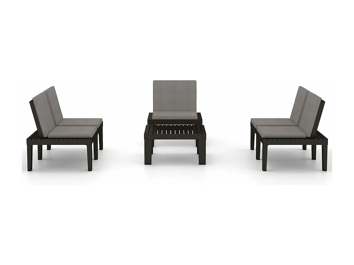 Salon de jardin 4 pcs avec coussins Plastique Gris BE44197
