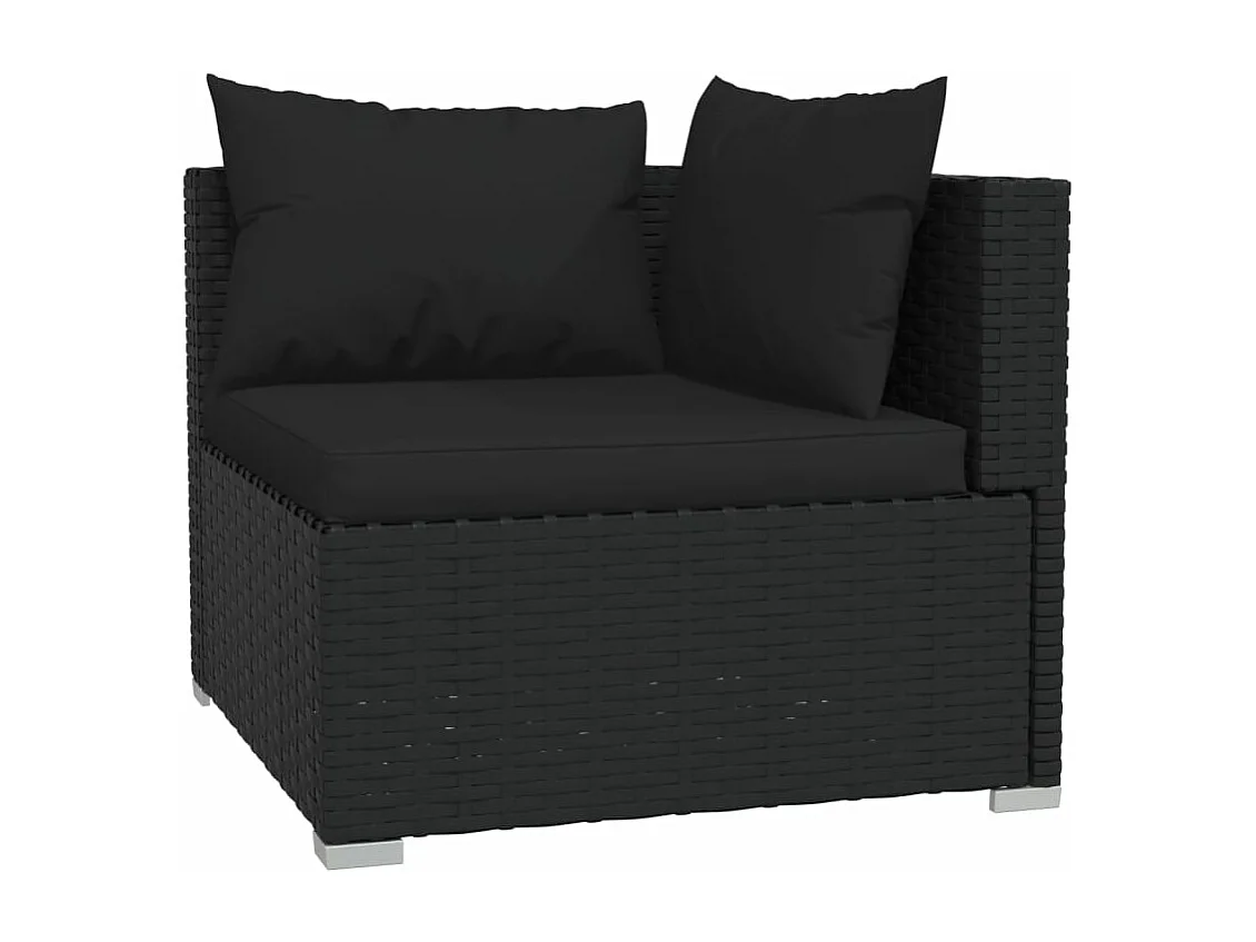 4-tlg. Garten-Sitzgruppe | Garten-Lounge-Set mit Kissen Poly Rattan Schwarz -GKD910058
