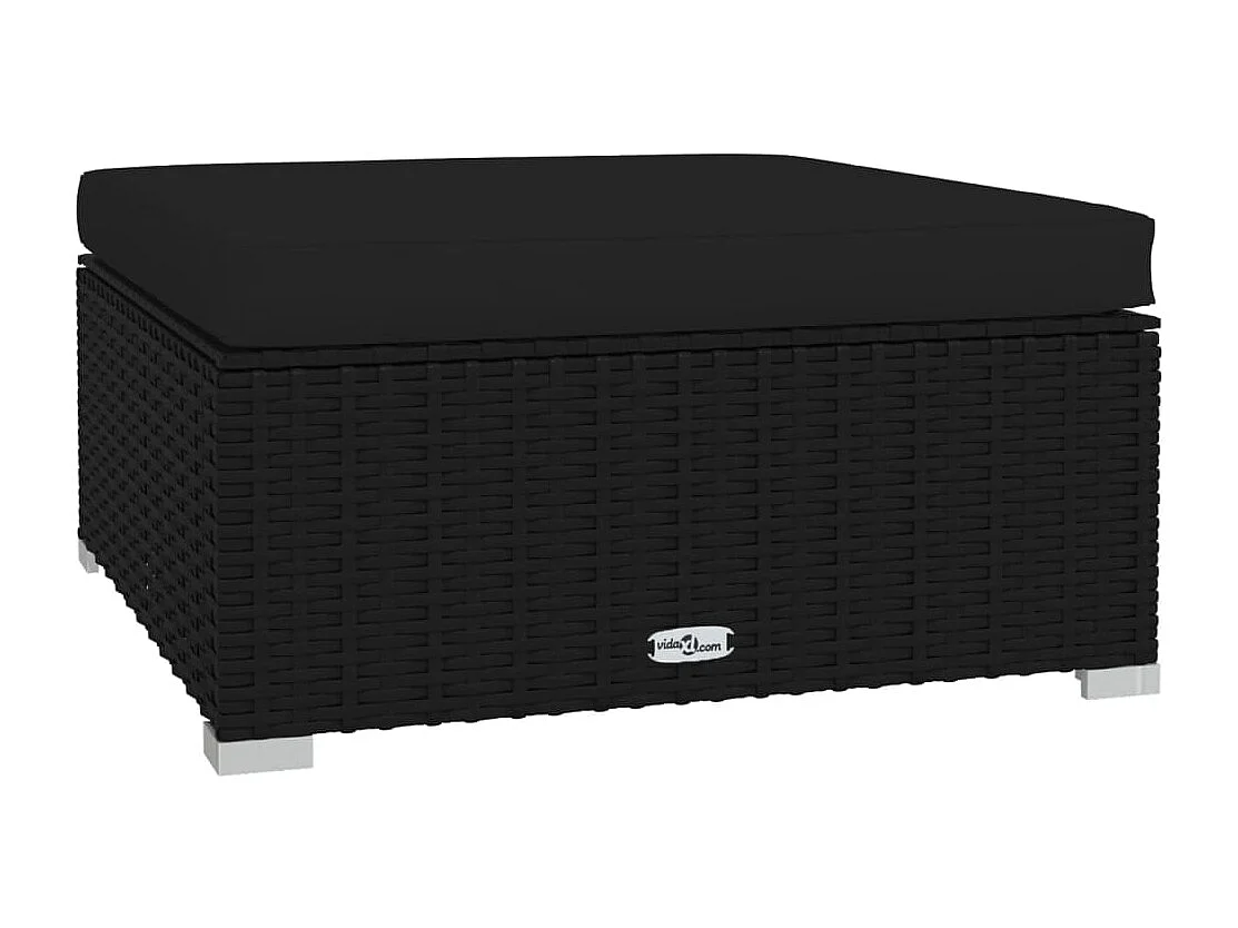 4-tlg. Garten-Sitzgruppe | Garten-Lounge-Set mit Kissen Poly Rattan Schwarz -GKD910058