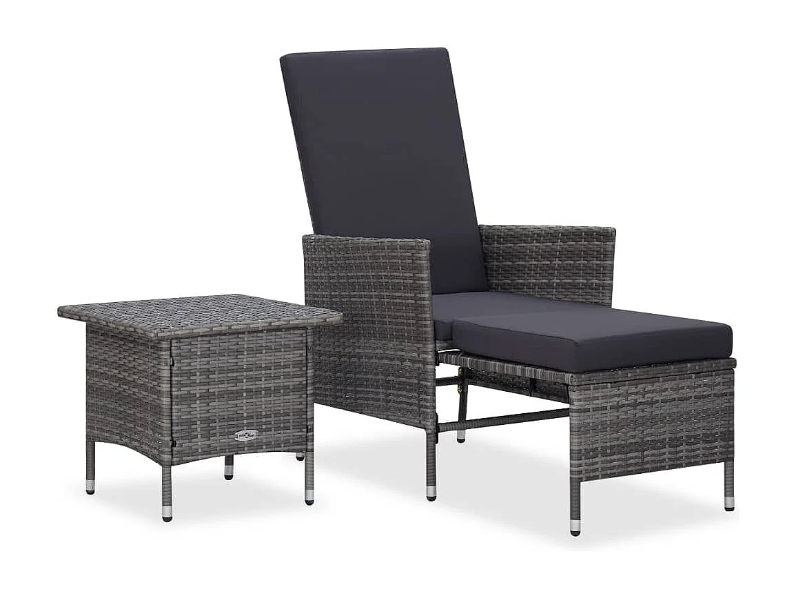 2-tlg. Garten-Sitzgruppe: Sofa + Tisch | Garten-Lounge-Set mit Kissen Poly Rattan Grau -GKD145516