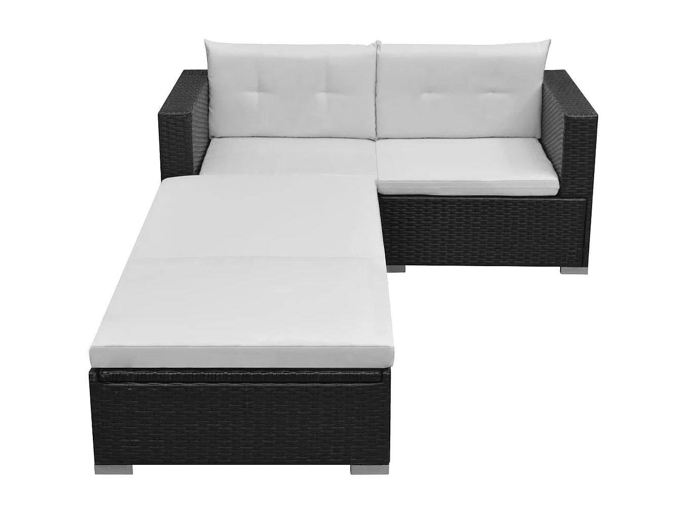 Salon de jardin 3 pcs avec coussins Résine tressée Noir BE24999