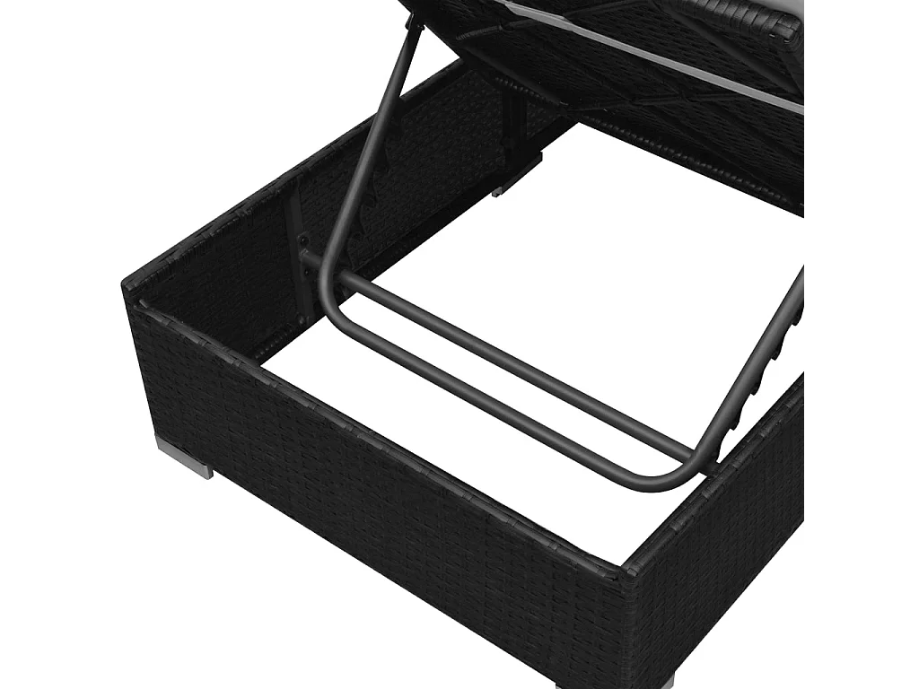 Salon de jardin 3 pcs avec coussins Résine tressée Noir BE24999