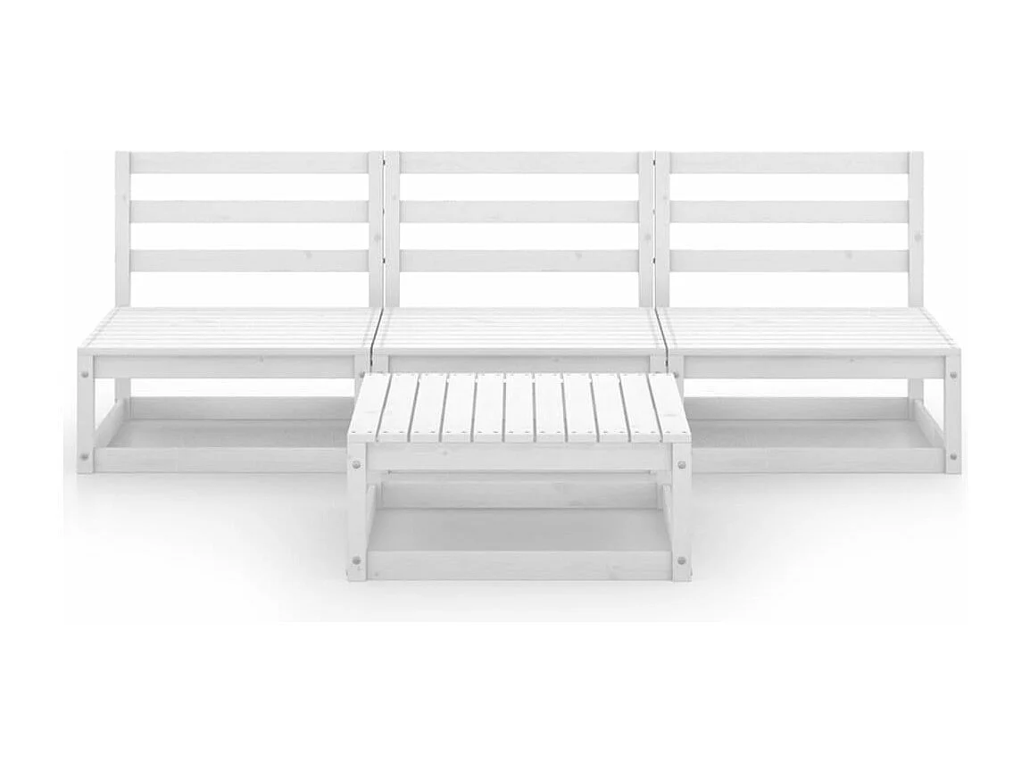 4-delige Loungeset massief grenenhout wit NL35017