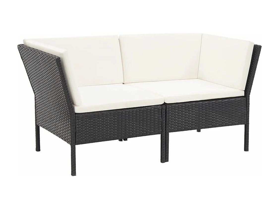 6 pcs conjunto lounge de jardim c/ almofadões vime PE preto PT26329