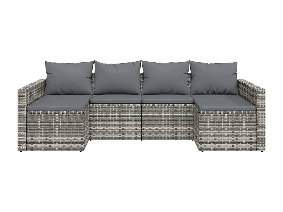 2-tlg. Garten-Sitzgruppe: Sofa + Tisch | Garten-Lounge-Set mit Kissen Grau Poly Rattan -GKD337007