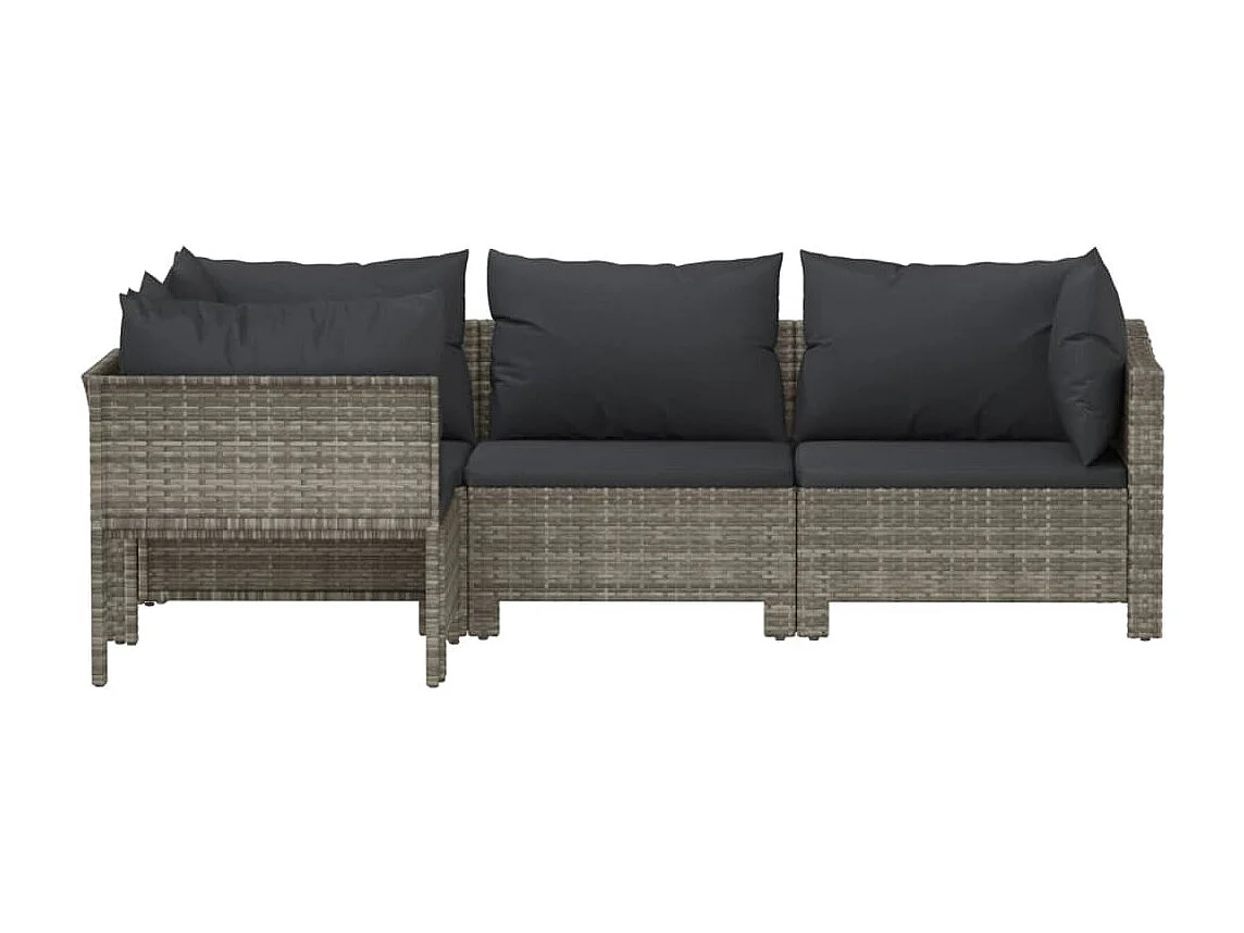 Salon de jardin 4 pcs avec coussins Gris Résine tressée BE99238