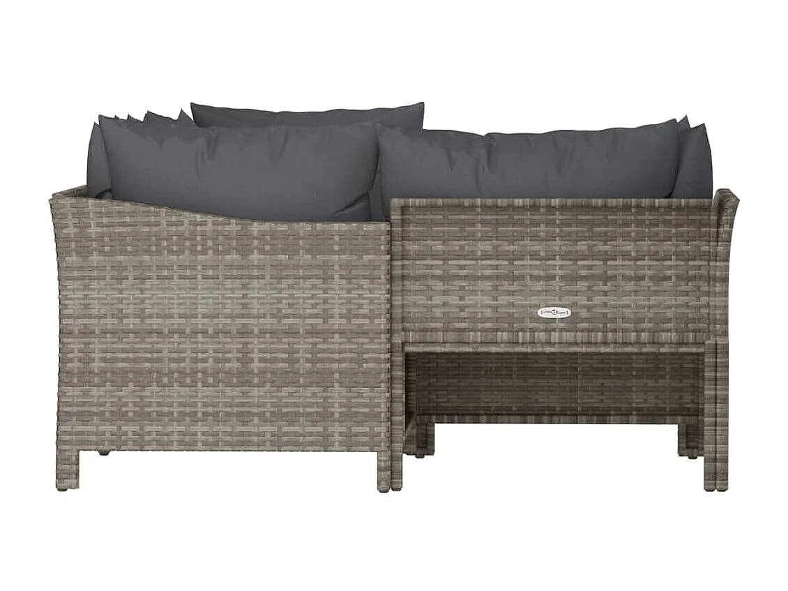 Salon de jardin 4 pcs avec coussins Gris Résine tressée BE99238