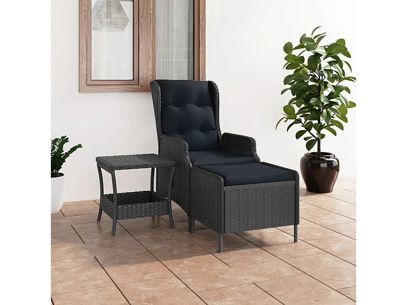 2-tlg. Garten-Sitzgruppe: Sofa + Tisch | Garten-Lounge-Set mit Auflagen Poly Rattan Dunkelgrau -GKD121078