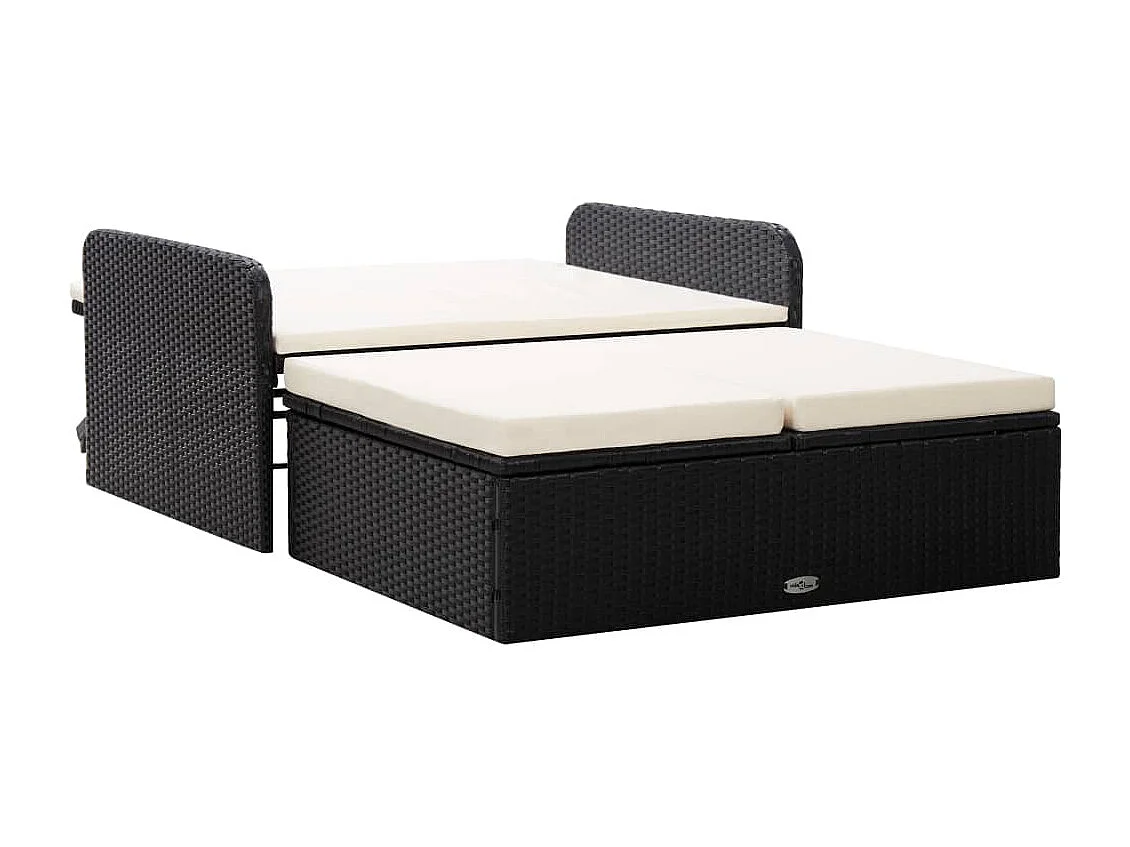 2-tlg. Garten-Sitzgruppe | Garten-Lounge-Set mit Auflagen Poly Rattan Schwarz -GKD315512