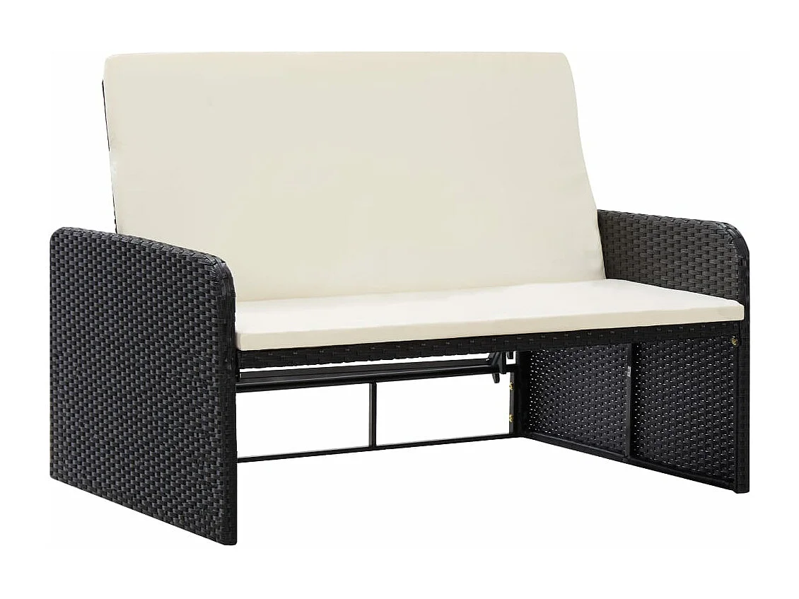 2-tlg. Garten-Sitzgruppe | Garten-Lounge-Set mit Auflagen Poly Rattan Schwarz -GKD315512