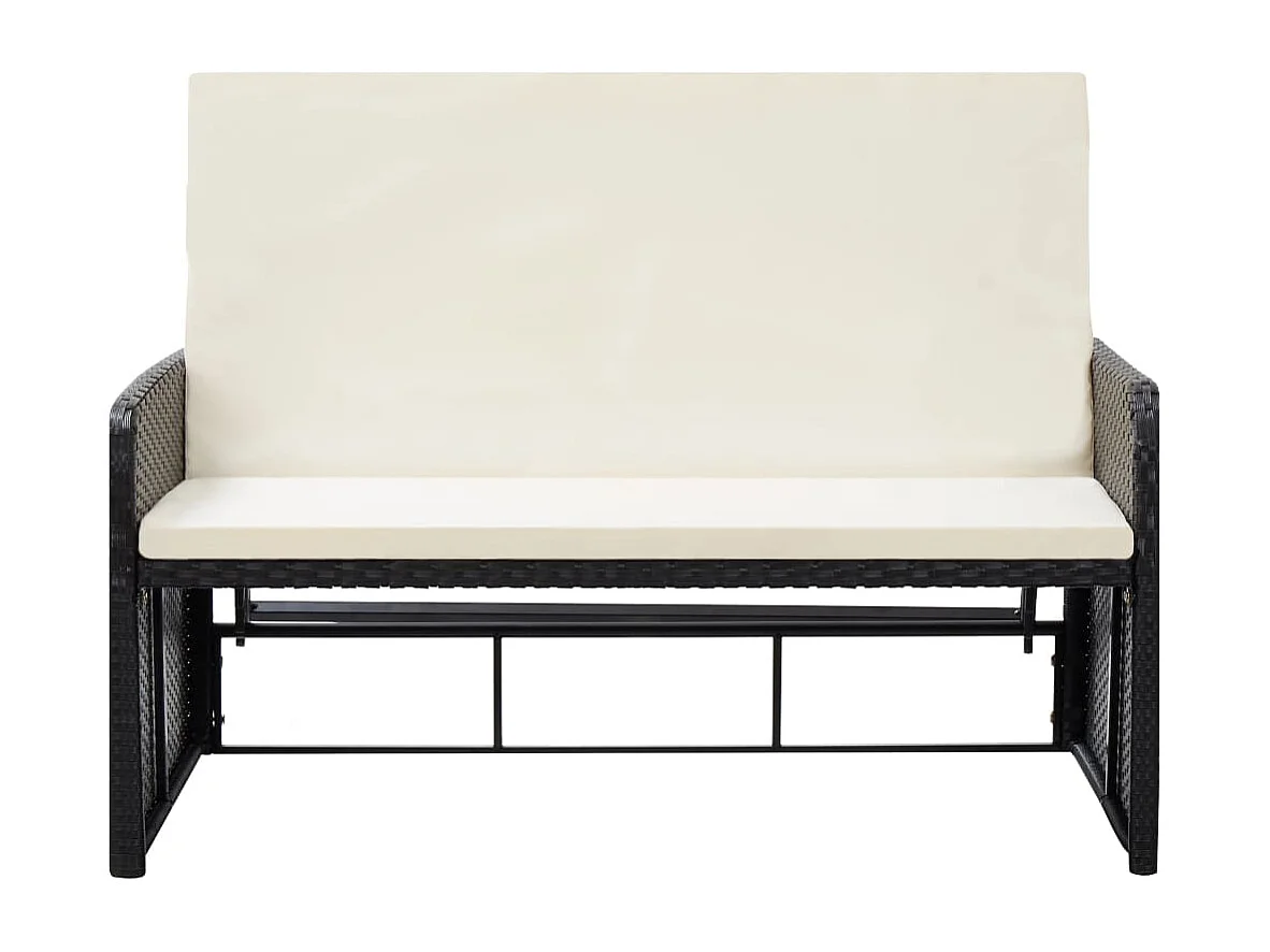 2-tlg. Garten-Sitzgruppe | Garten-Lounge-Set mit Auflagen Poly Rattan Schwarz -GKD315512