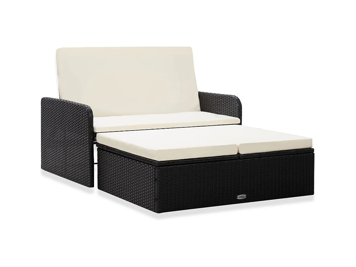 Salon de jardin 2 pcs avec coussins Résine tressée Noir BE34106