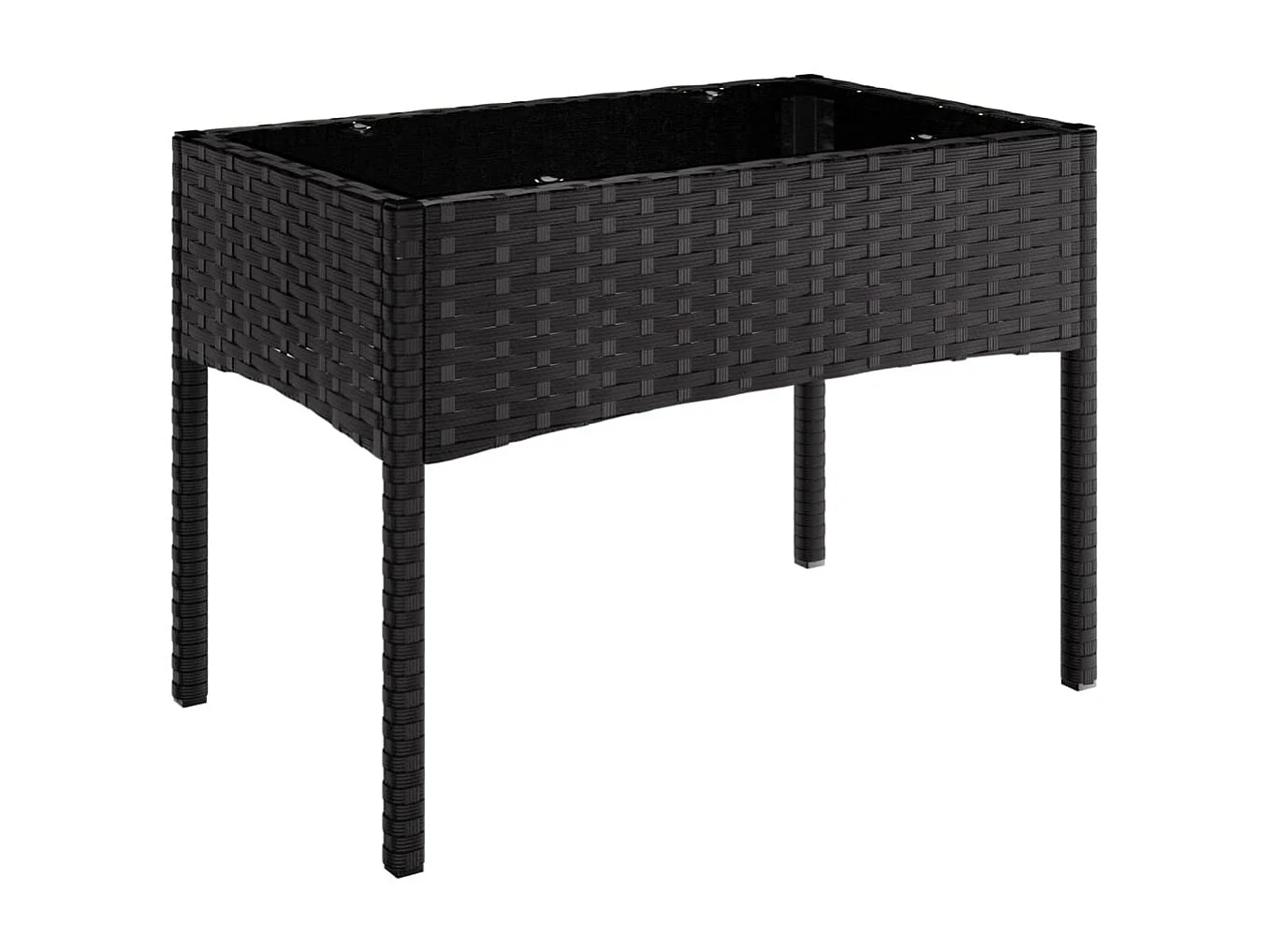 4 pcs conjunto lounge de jardim c/ almofadões vime PE preto PT83094