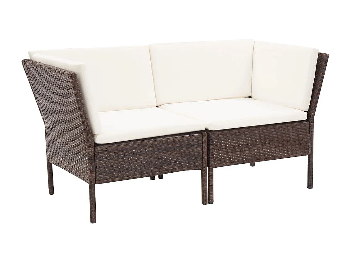 Conjunto lounge jardim c/ almofadões 6 pcs vime PE castanho PT89915