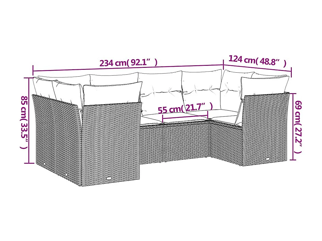 6-tlg. Garten-Sofagarnitur,Gartenmöbel-Set mit Kissen Beige Poly Rattan -gkd227603