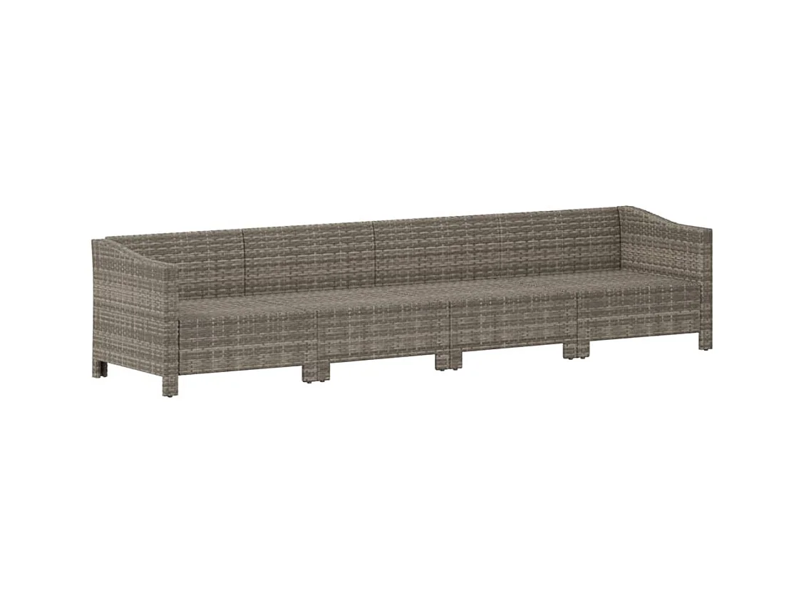 4-tlg. Garten-Sitzgruppe | Garten-Lounge-Set mit Kissen Grau Poly Rattan -GKD935257