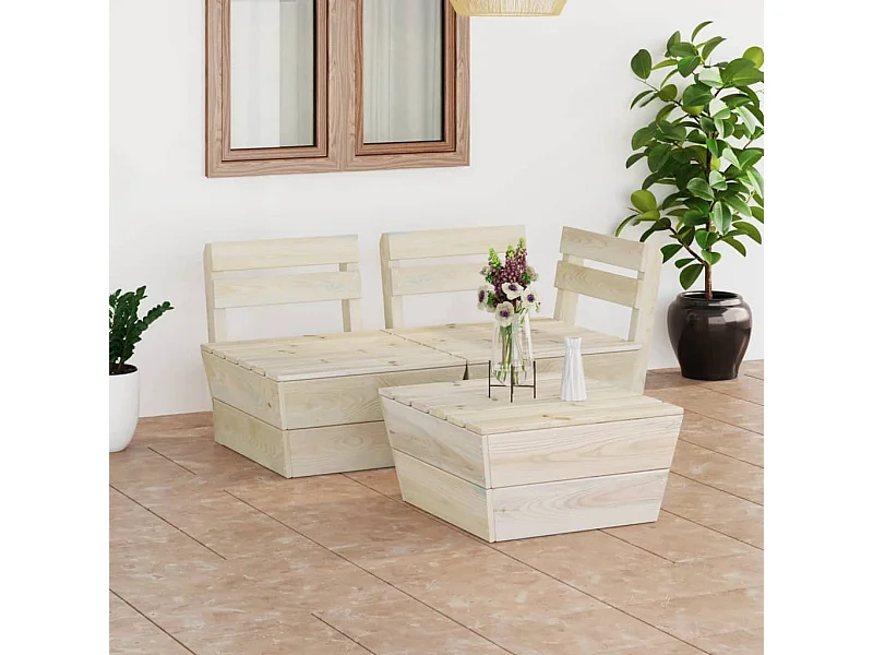 3-delige Loungeset pallet geïmpregneerd vurenhout NL91741