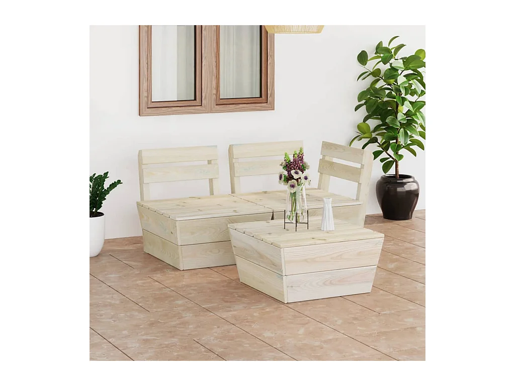 3-delige Loungeset pallet geïmpregneerd vurenhout NL91741