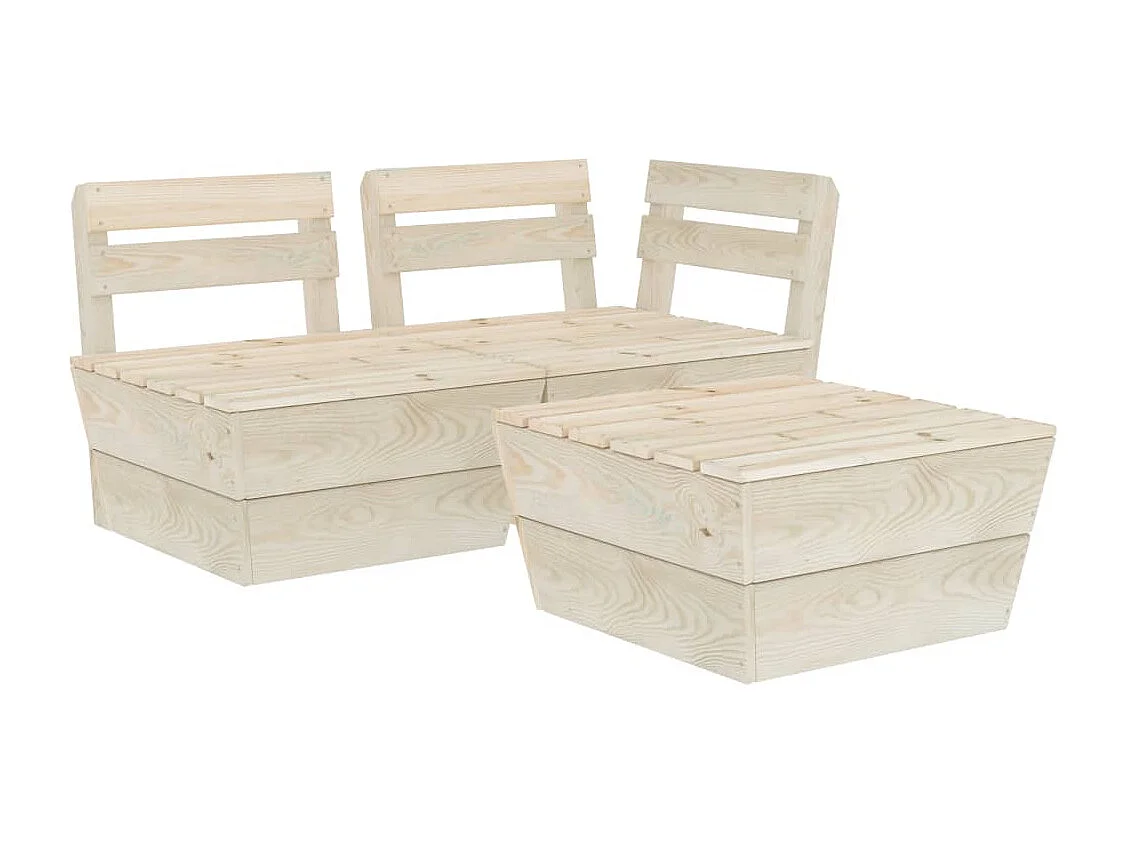 Salon de jardin palette 3 pcs Bois d'épicéa imprégné BE98191