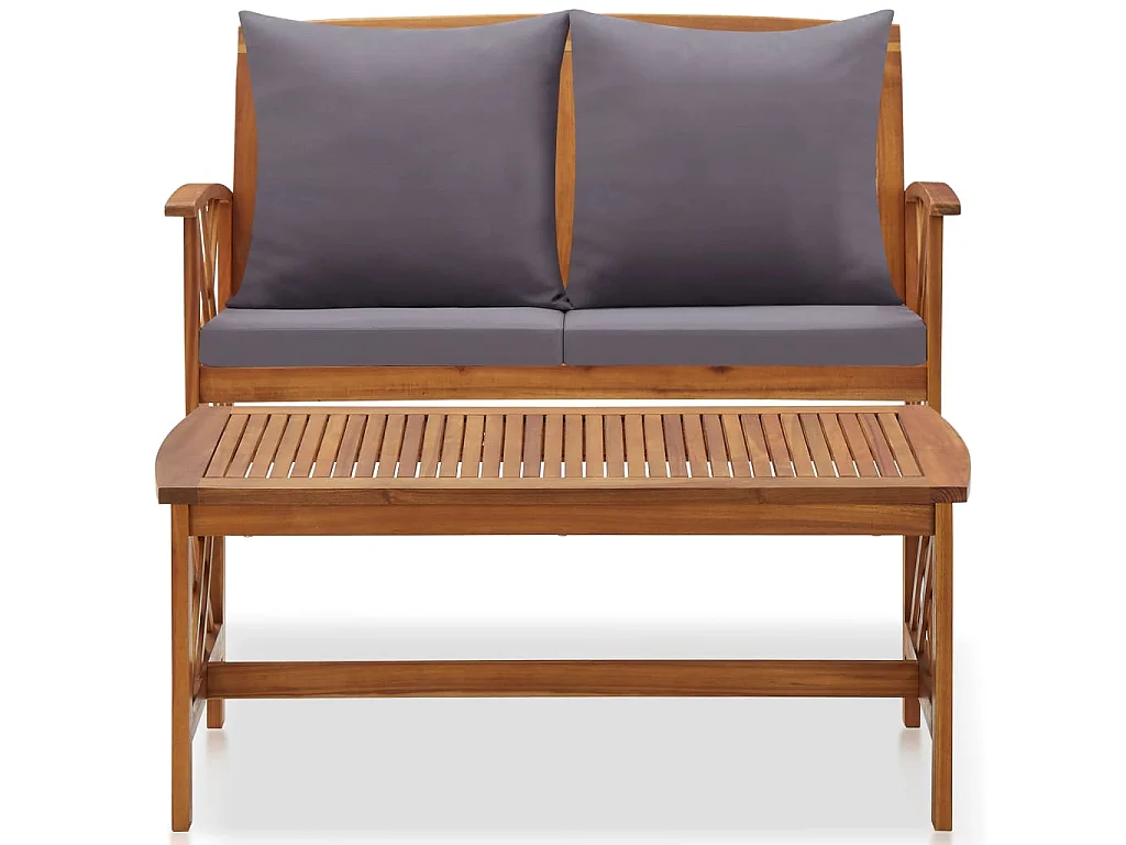 Salon de jardin 2 pcs avec coussins Bois d'acacia solide BE69171
