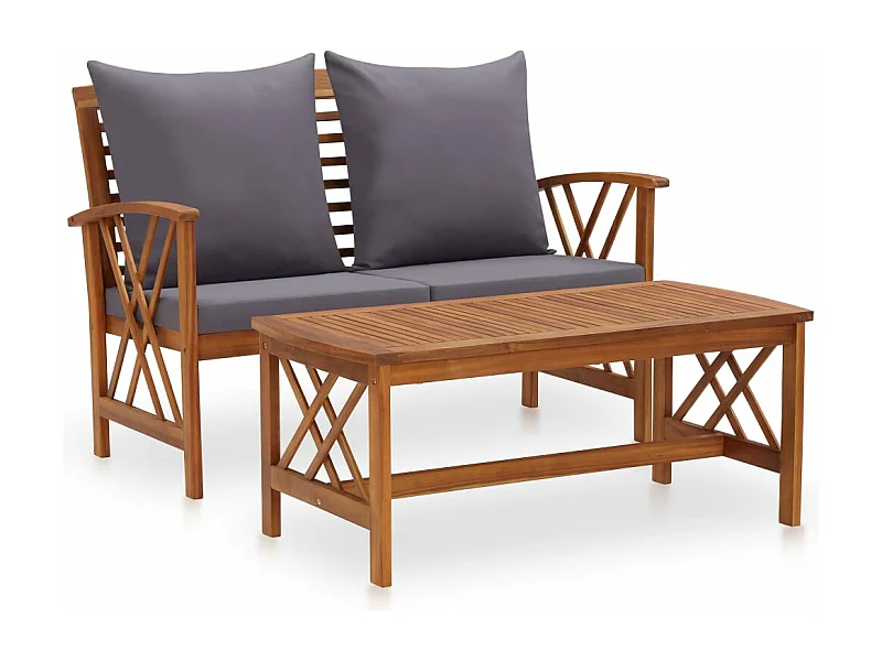 2 pzas Salón de jardín con cojines madera maciza de acacia ES82452