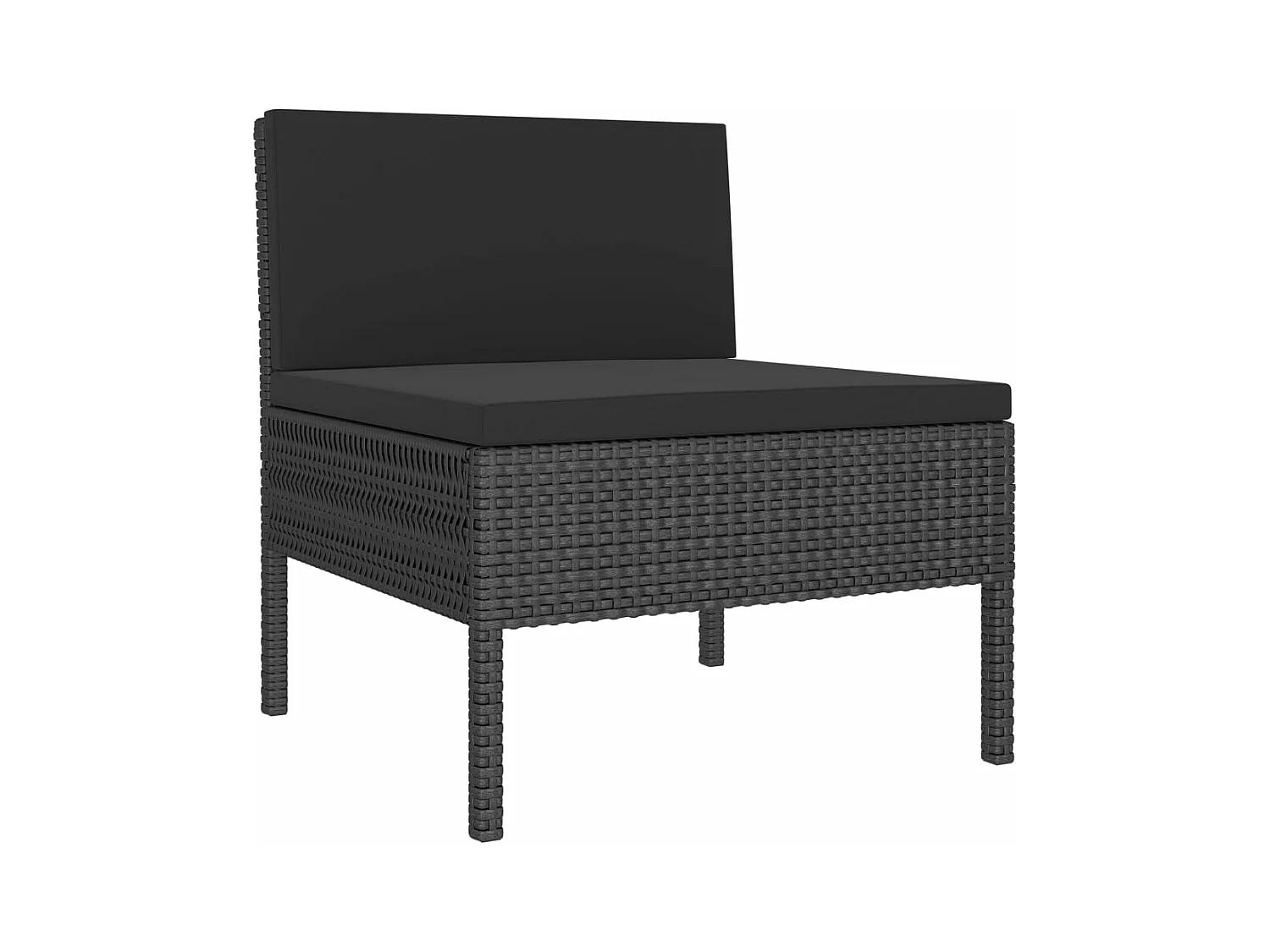 2-tlg. Garten-Sitzgruppe: Sofa + Tisch | Garten-Lounge-Set mit Auflagen Poly Rattan Schwarz -GKD931779