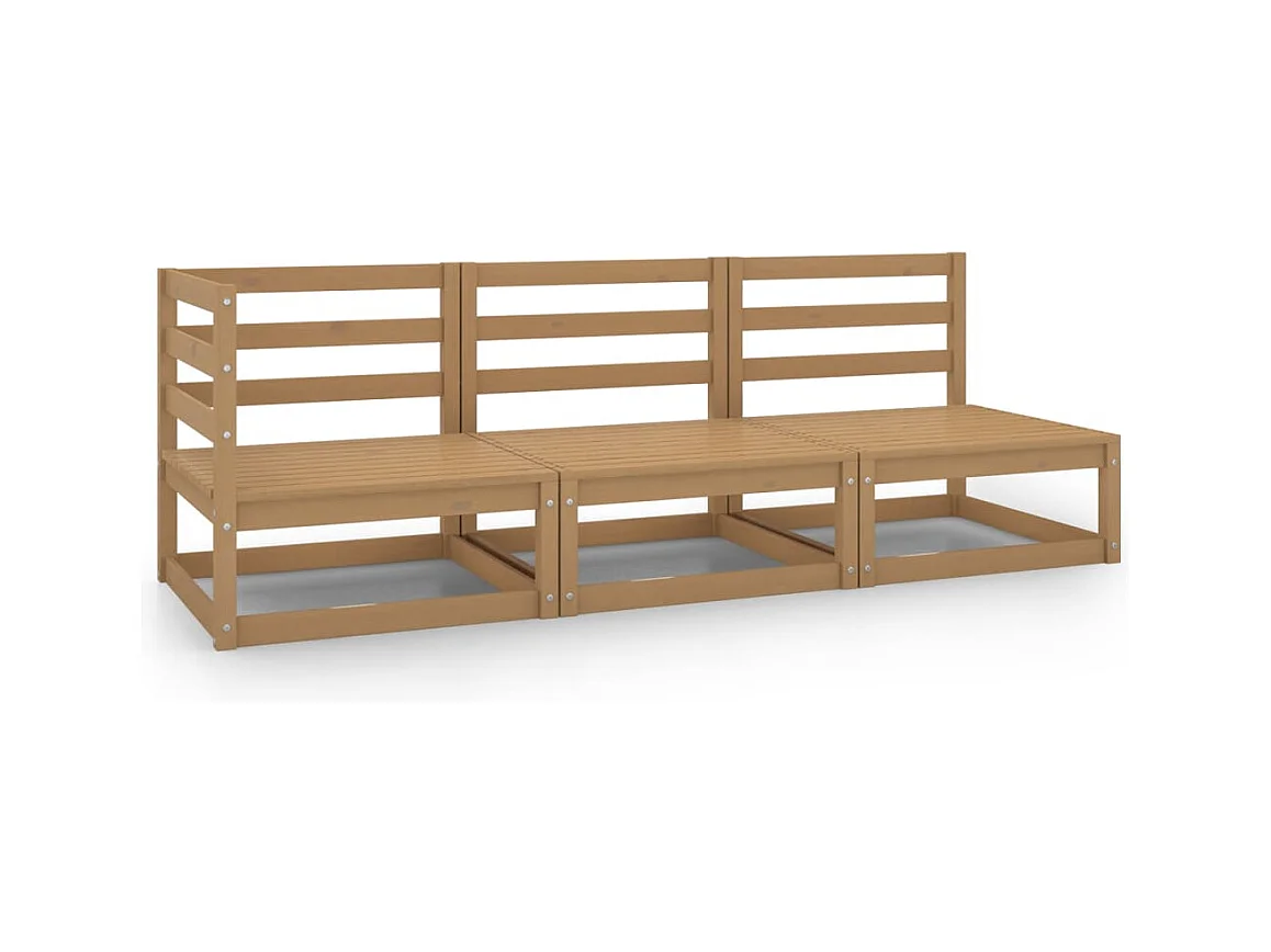 Salon de jardin 3 pcs marron miel bois de pin massif BE73870