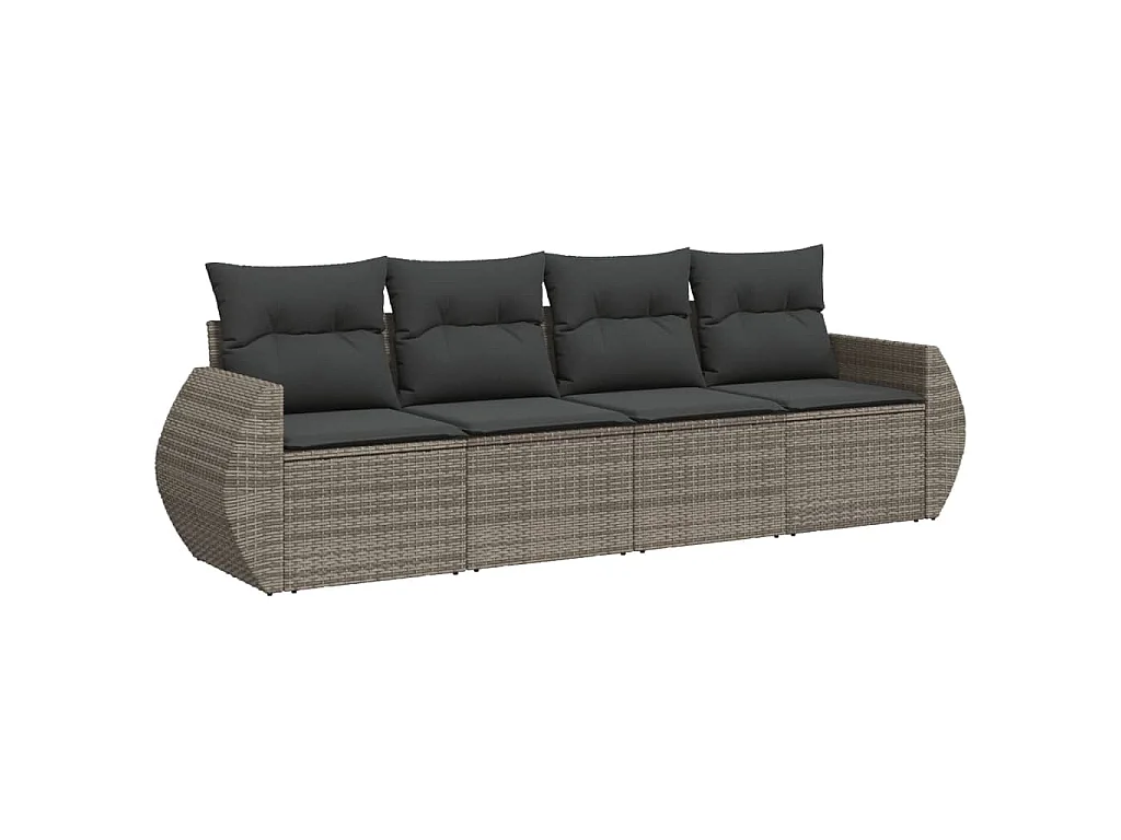 4-delige Loungeset met kussens poly rattan grijs NL53855