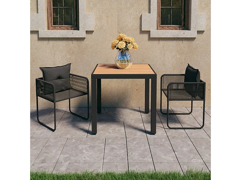 3-delige Tuinset PVC-rattan zwart en bruin NL49463