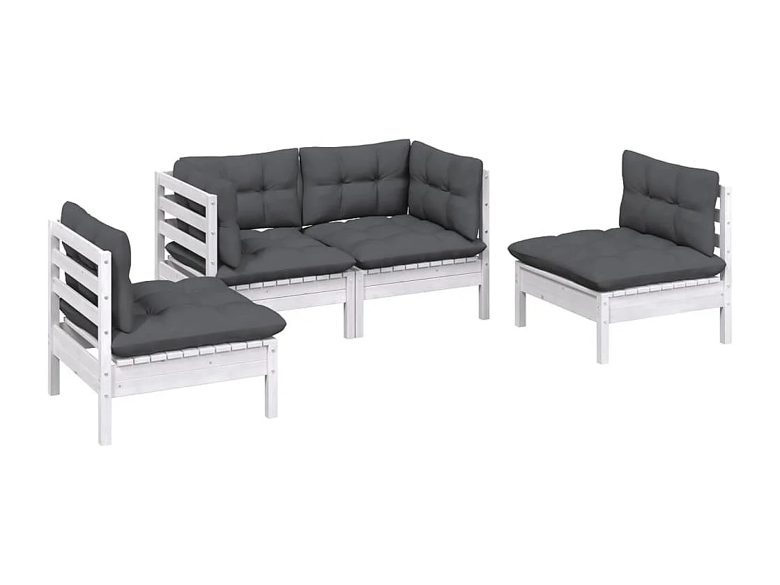 4-tlg. Garten-Sitzgruppe | Garten-Lounge-Set mit Kissen Kiefer Massivholz -GKD634172