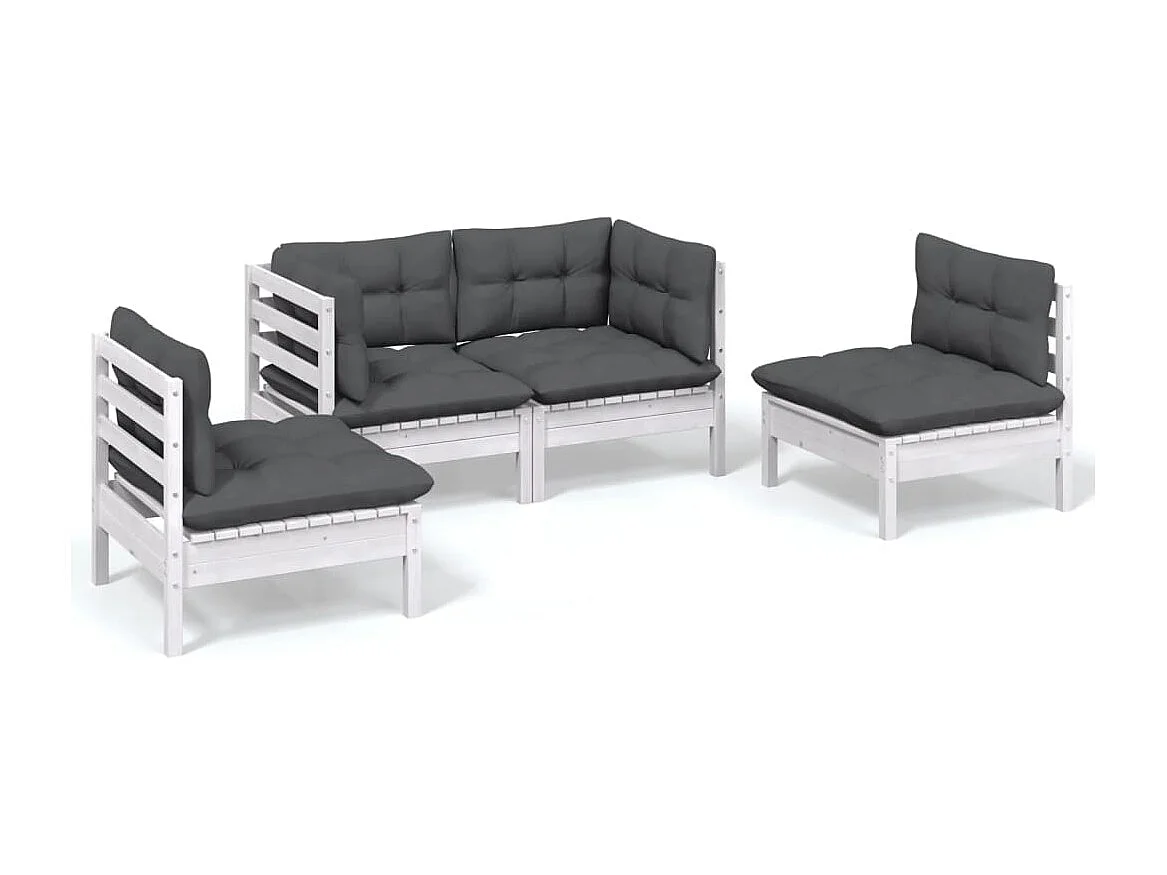 4-tlg. Garten-Sitzgruppe | Garten-Lounge-Set mit Kissen Kiefer Massivholz -GKD634172