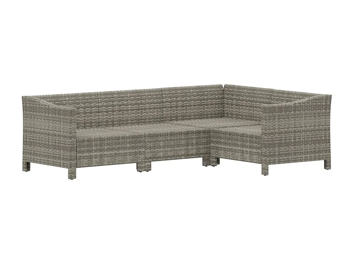 Salon de jardin 4 pcs avec coussins Gris Résine tressée BE89134