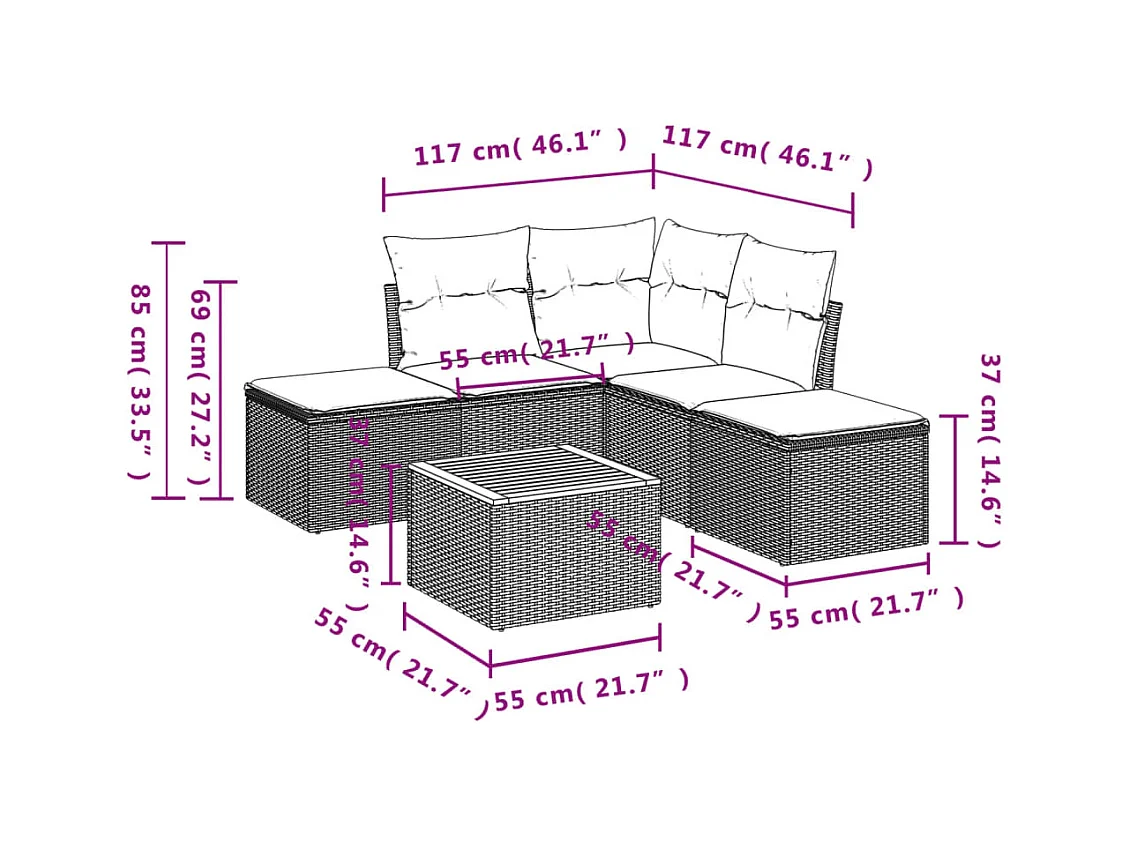 6-tlg. Garten-Sofagarnitur,Gartenmöbel-Set mit Kissen Schwarz Poly Rattan -gkd897446